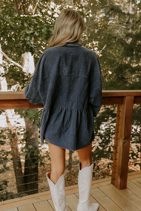 Everyday Adventure Corduroy Button Up Top in Navy