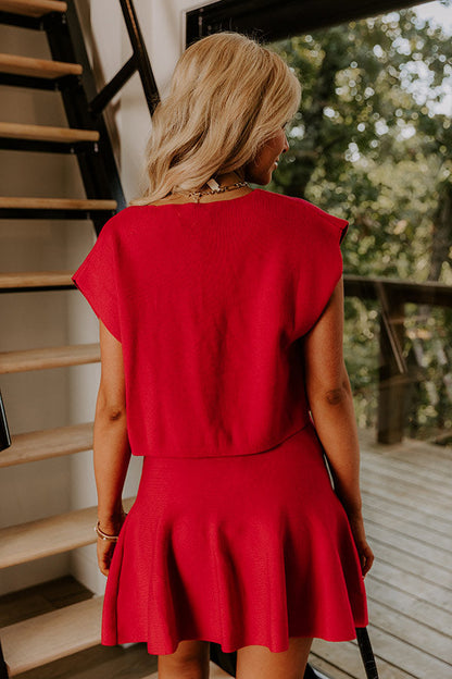 Chic A La Mode Knit Top in Red