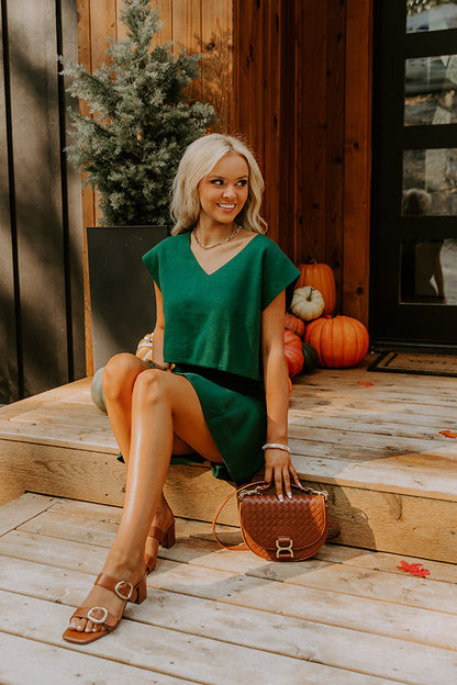 Chic A La Mode Knit Top in Hunter Green