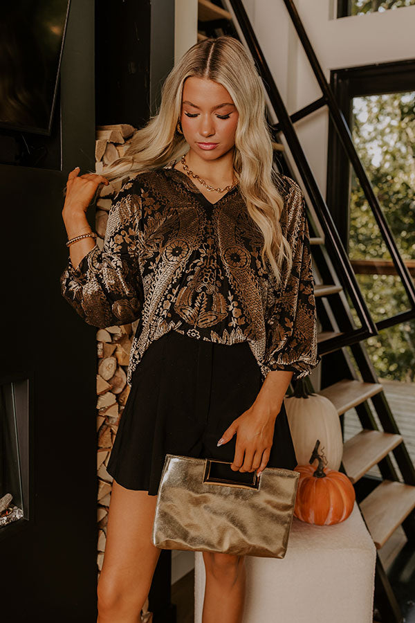 Champagne Fizz Floral Velvet Burnout Top
