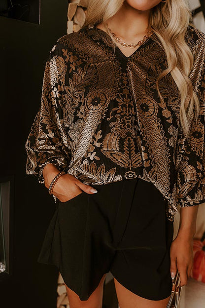 Champagne Fizz Floral Velvet Burnout Top