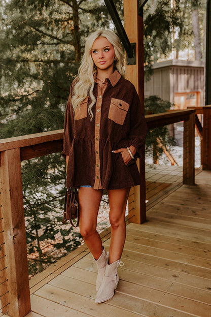 Everyday Adventure Corduroy Button Up Top in Chestnut