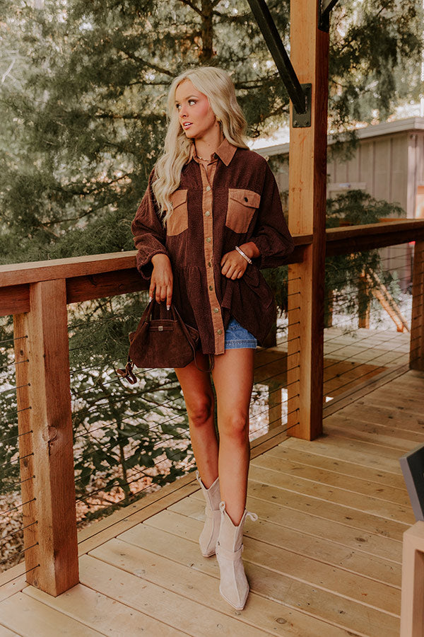 Everyday Adventure Corduroy Button Up Top in Chestnut