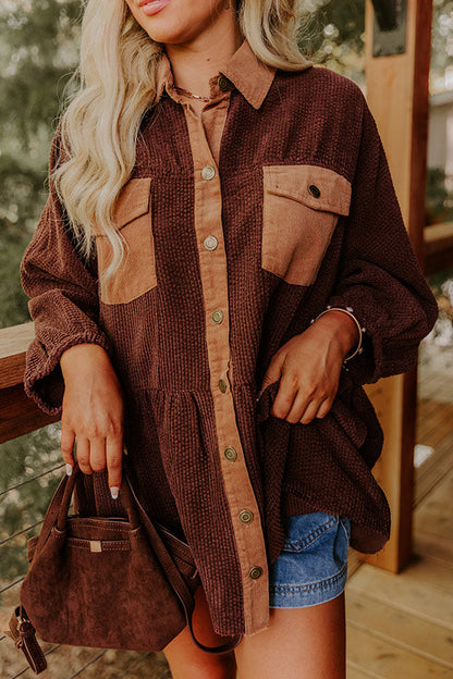 Everyday Adventure Corduroy Button Up Top in Chestnut