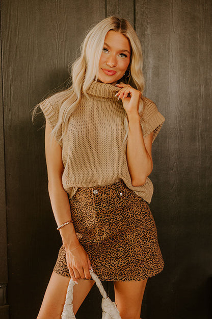 Coffee Shop Charm Knit Sweater Top in Khaki