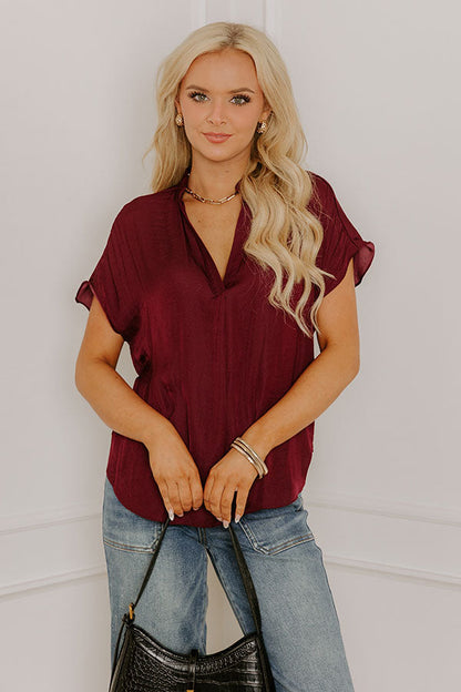 Meant For Martinis Satin Top in Windsor Wine