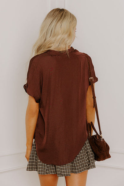 Meant For Martinis Satin Top in Chestnut