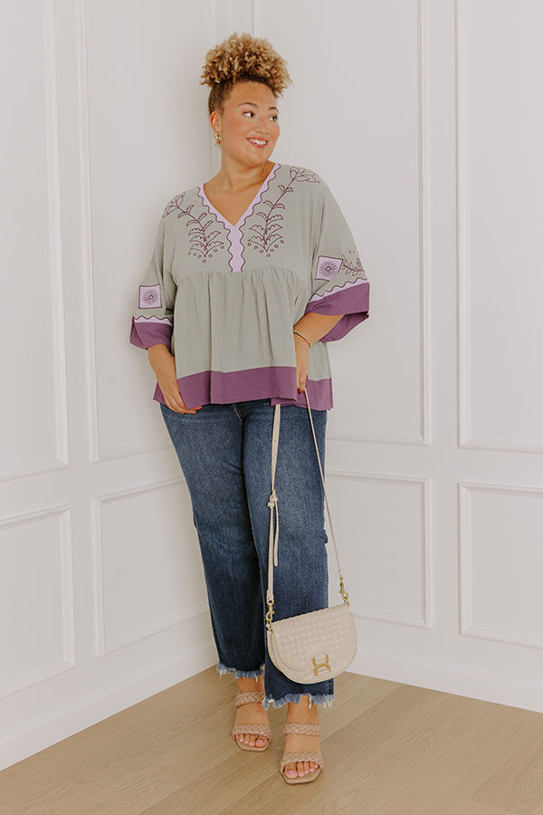 Wanderlust Whispers Floral Embroidered Top Curves