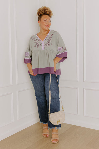 Wanderlust Whispers Floral Embroidered Top Curves