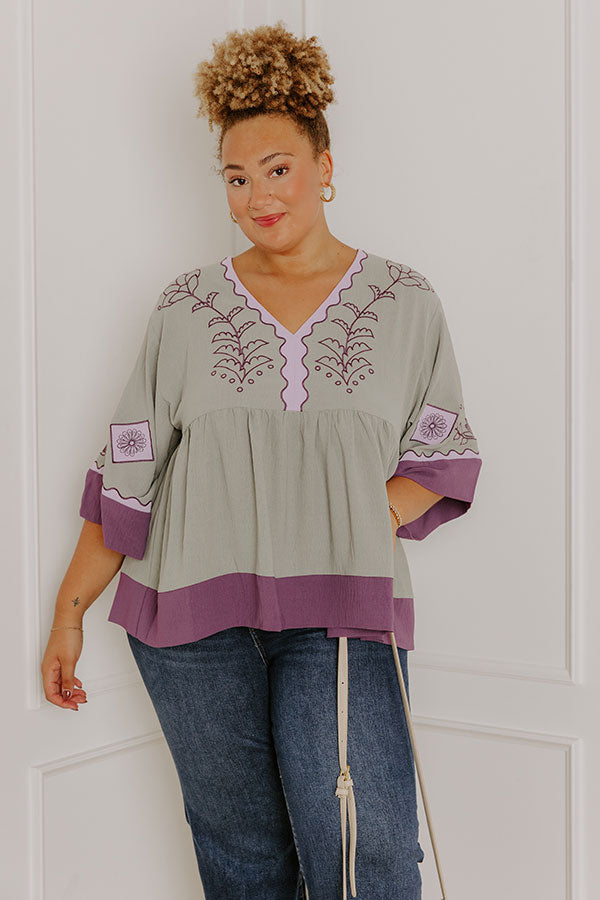 Wanderlust Whispers Floral Embroidered Top Curves