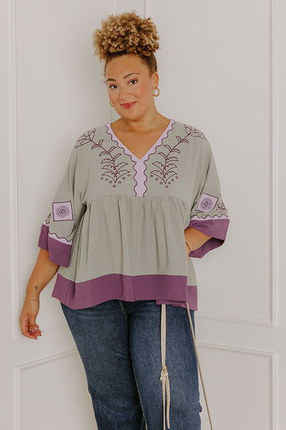 Wanderlust Whispers Floral Embroidered Top Curves