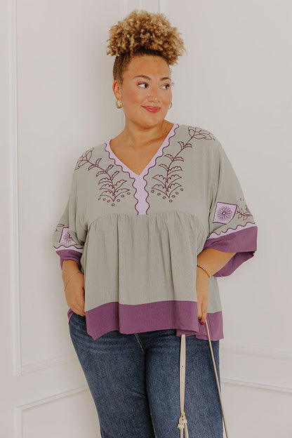 Wanderlust Whispers Floral Embroidered Top Curves