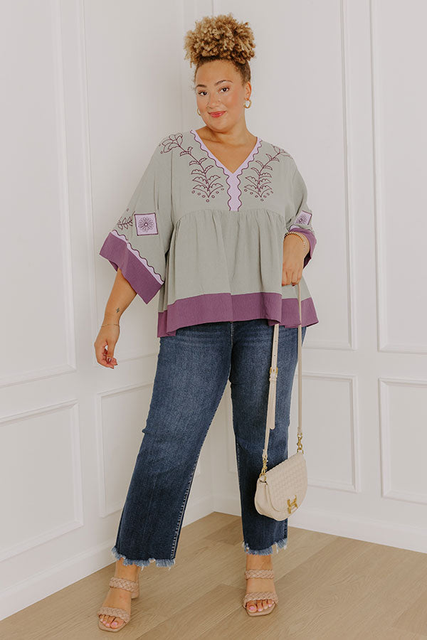 Wanderlust Whispers Floral Embroidered Top Curves