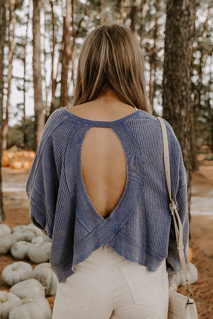 Morning Hike Waffle Knit Top in Riverside