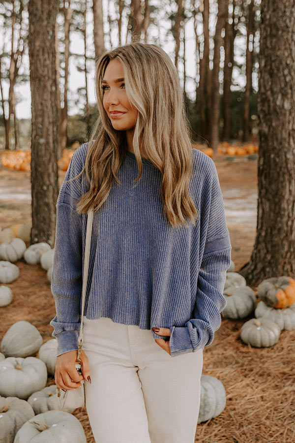 Morning Hike Waffle Knit Top in Riverside