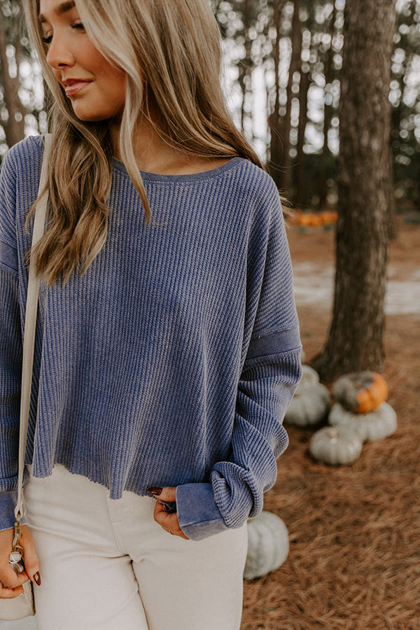 Morning Hike Waffle Knit Top in Riverside