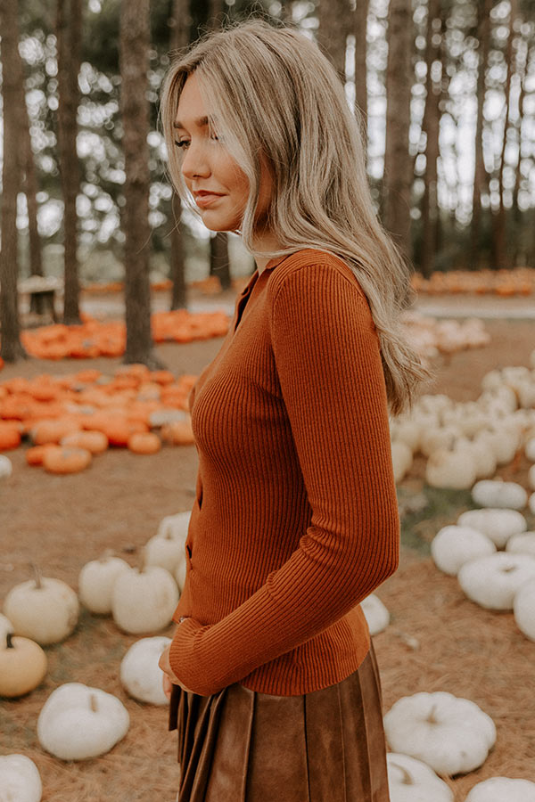 Madison Square Cutie Ribbed Top in Rust