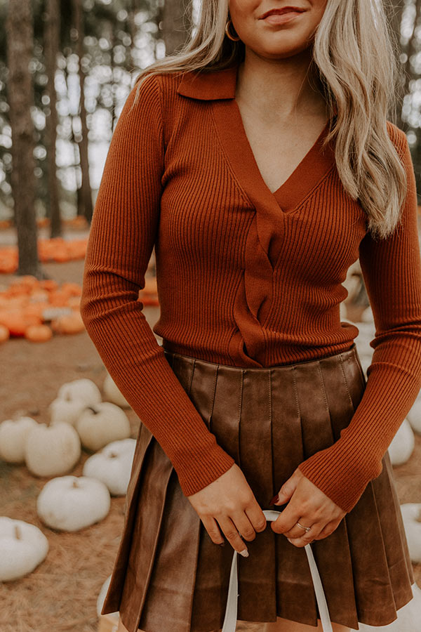 Madison Square Cutie Ribbed Top in Rust