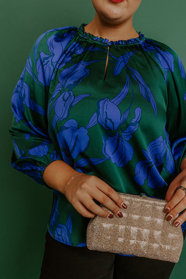 Whispered Floral Satin Top Curves