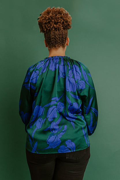 Whispered Floral Satin Top Curves