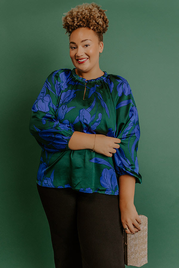 Whispered Floral Satin Top Curves