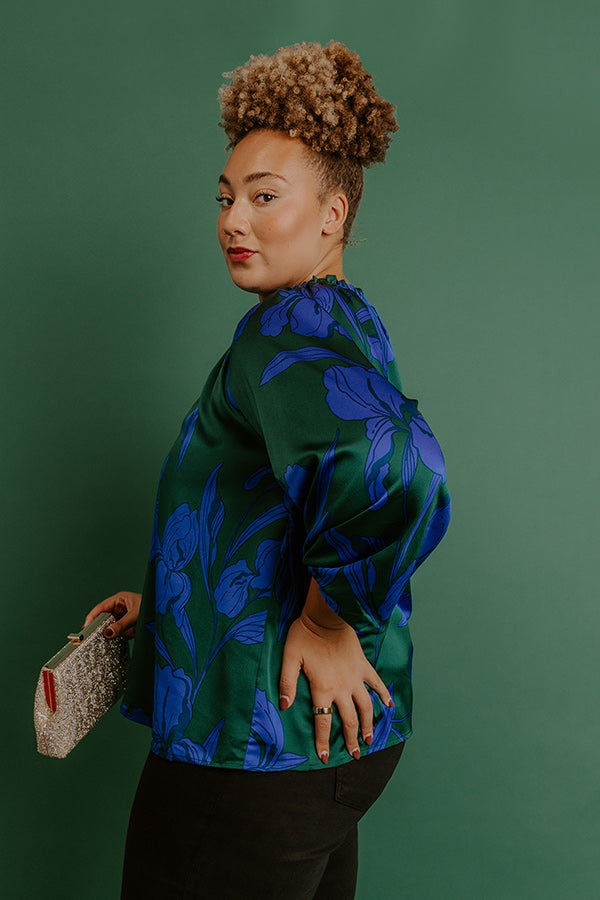 Whispered Floral Satin Top Curves