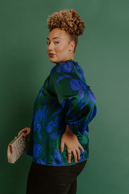 Whispered Floral Satin Top Curves