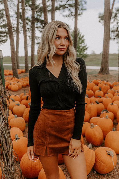 Madison Square Cutie Ribbed Top in Black