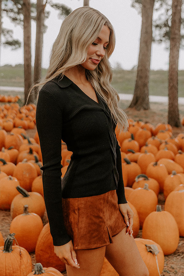 Madison Square Cutie Ribbed Top in Black