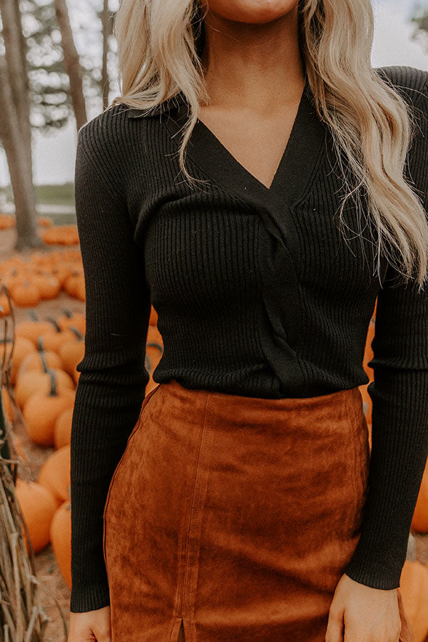 Madison Square Cutie Ribbed Top in Black
