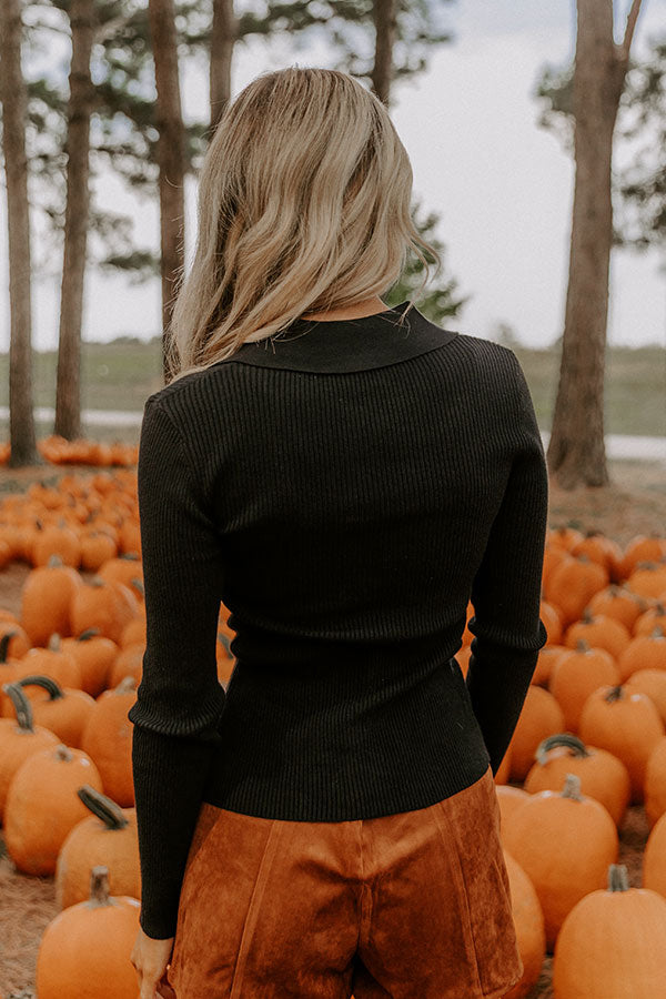 Madison Square Cutie Ribbed Top in Black