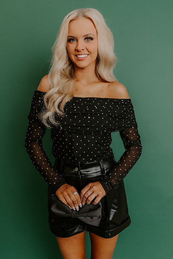 Total Spotlight Rhinestone Embellished Off Shoulder Top