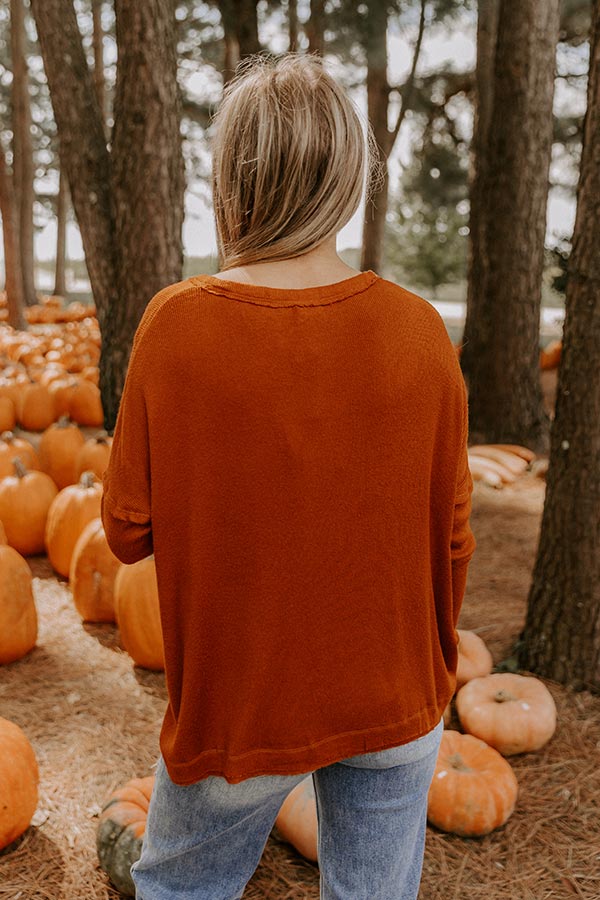Everyday Ease Knit Henley Top in Rust