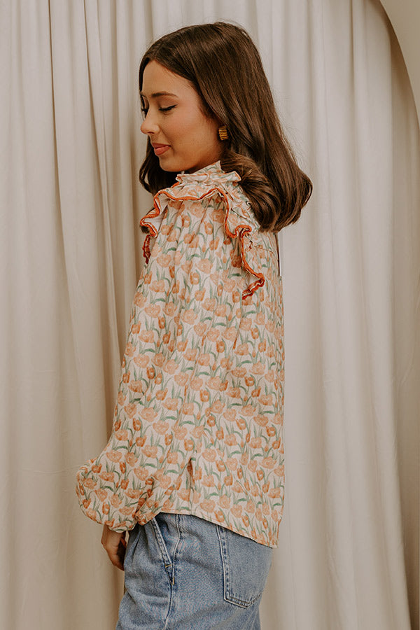 Sunday Embrace Floral Corduroy Button Up Top