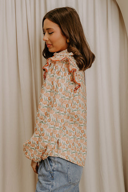 Sunday Embrace Floral Corduroy Button Up Top