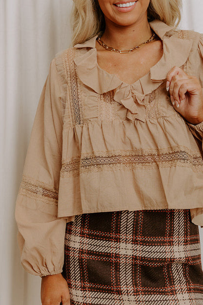 Feeling Lighthearted Lace Top in Iced Latte