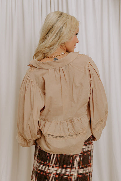 Feeling Lighthearted Lace Top in Iced Latte