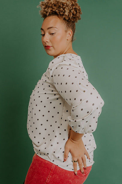 Kind Conversation Polka Dot Henley Top Curves