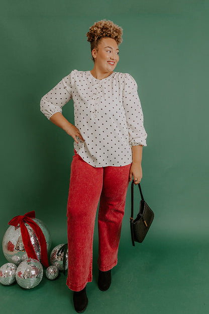 Kind Conversation Polka Dot Henley Top Curves