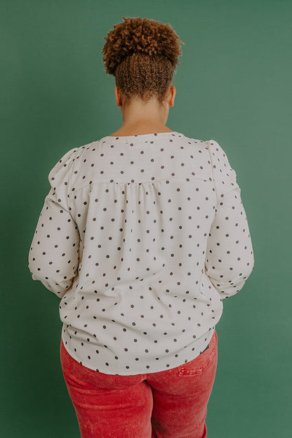 Kind Conversation Polka Dot Henley Top Curves