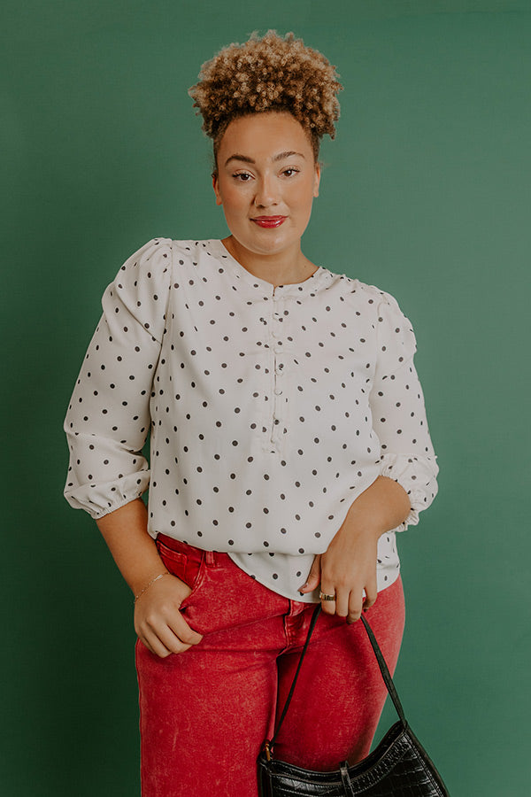 Kind Conversation Polka Dot Henley Top Curves