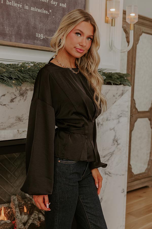 Kind Smile Satin Top in Black