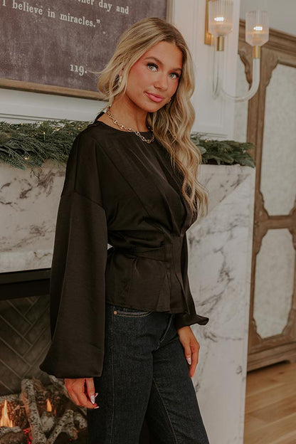 Kind Smile Satin Top in Black