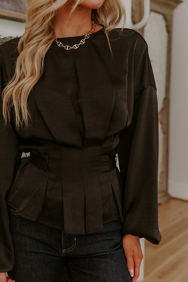 Kind Smile Satin Top in Black