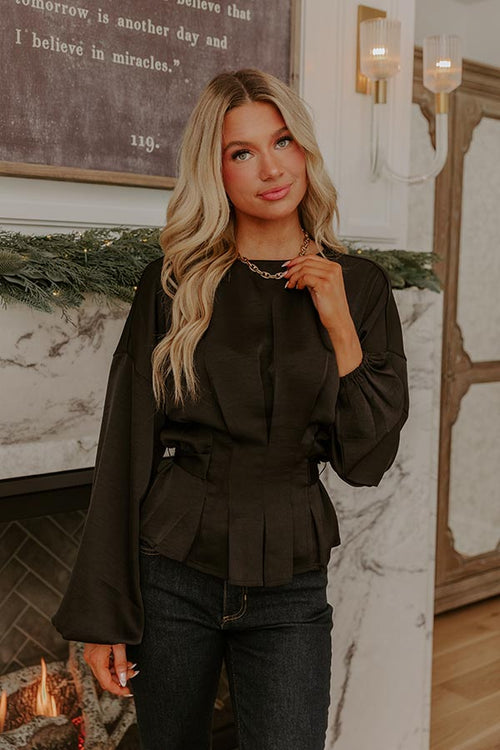Kind Smile Satin Top in Black