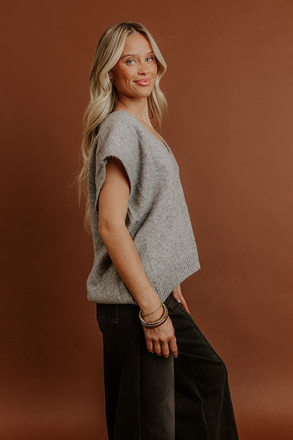 Storybook Charm Knit Vest Top in Grey
