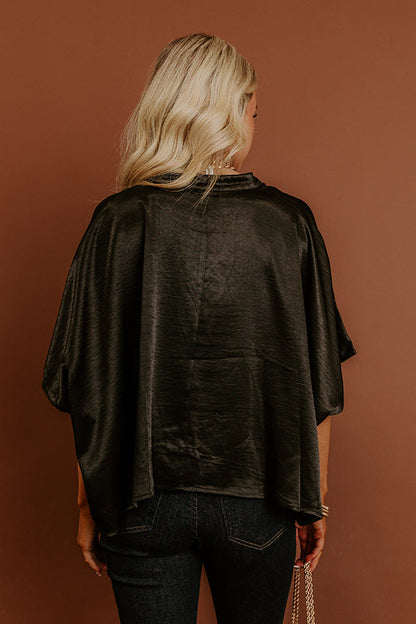 High Society Chic Satin Top in Black