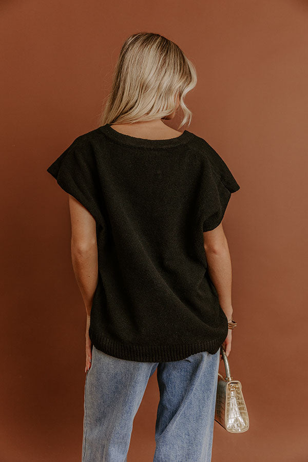 Storybook Charm Knit Vest Top in Black