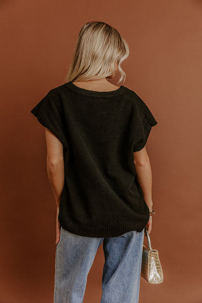 Storybook Charm Knit Vest Top in Black