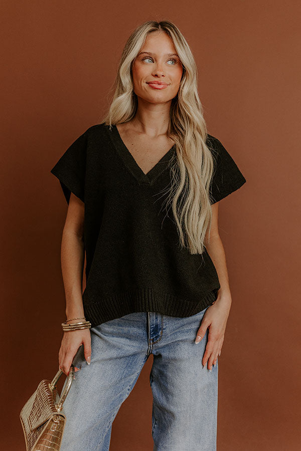 Storybook Charm Knit Vest Top in Black